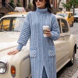 Velvet Twilight Duster Häkelanleitung: Langer, gerippter Cardigan mit Puffärmeln (PDF Download)