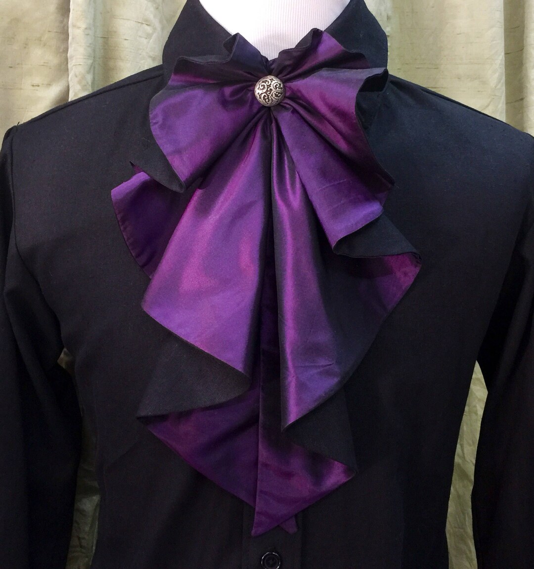 Jabot in Deep Purple Silk Taffeta Etsy