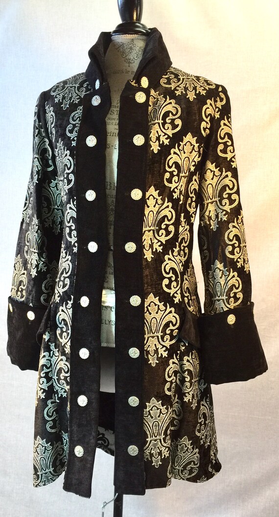 The Pirate Coat in Louvre black and silver brocade --- Size M