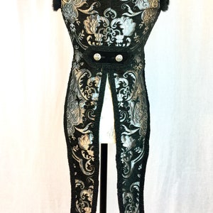 Mermaid Vest in Black and silver brocade --- Size 0