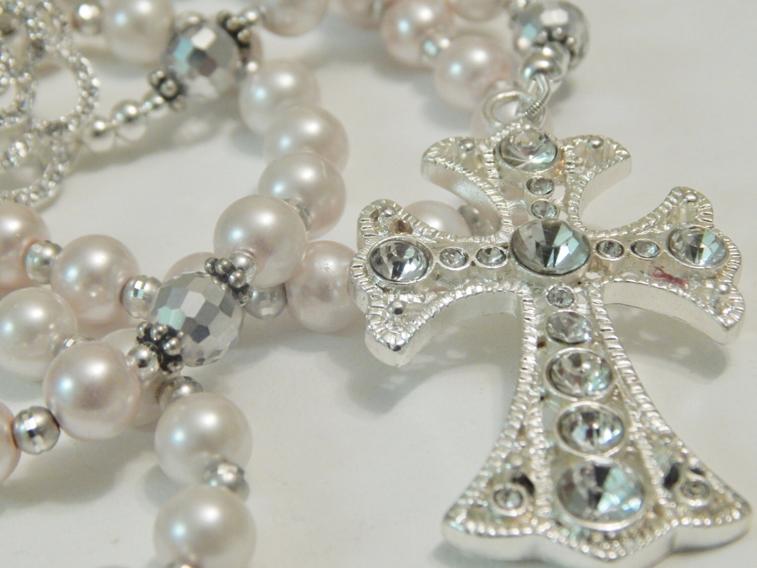 Wedding Rosary WHITE PEARL Rosary Beads Wedding Bridal Bouquet | Etsy