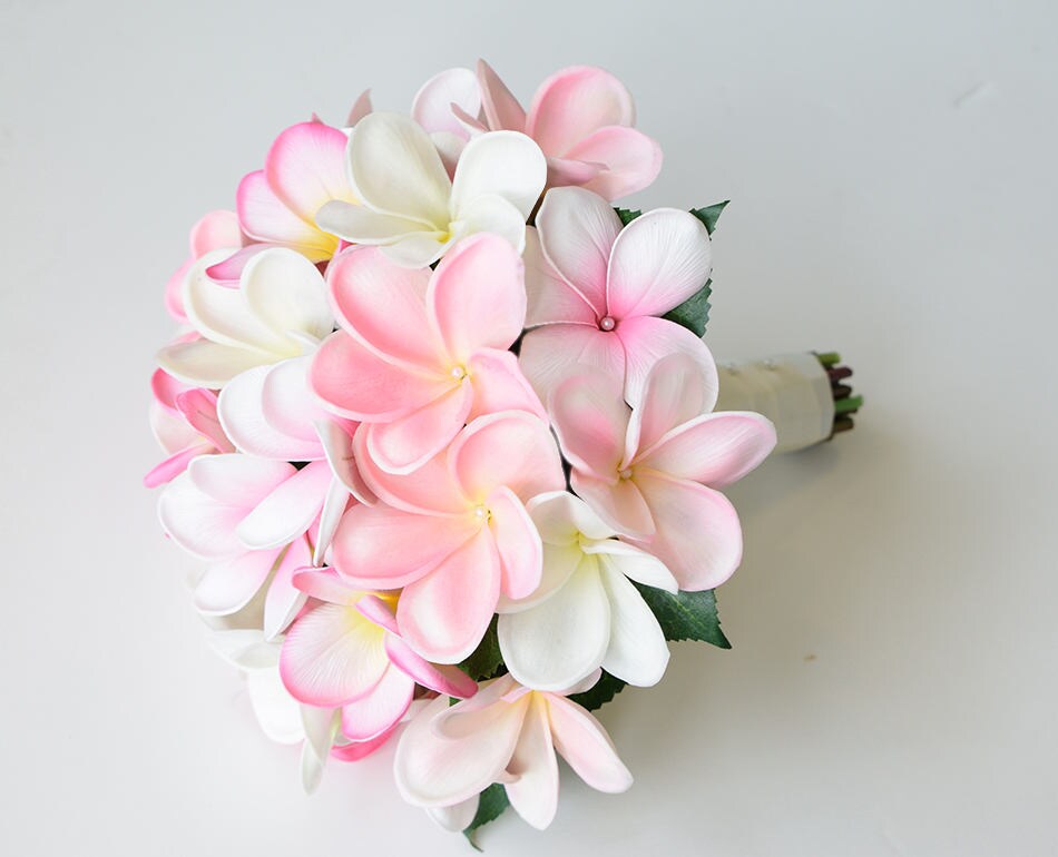 Blush Pink Silk Wedding Bouquet Plumeria Fangipani Real Etsy