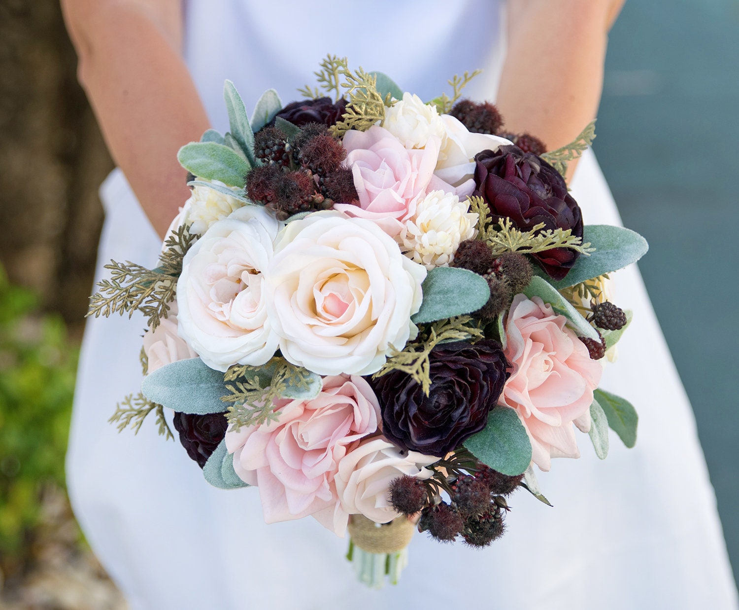 Boho Bouquet Burgundy Gold Bouquet Blush Gold Bouquet Silk | Etsy