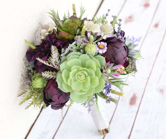 Wedding Bouquet Succulent Bouquet Silk Wedding Bouquets Etsy