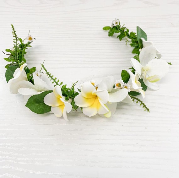 Tropical Flower Crown Bridal Headpiece Plumerias & Orchids Etsy