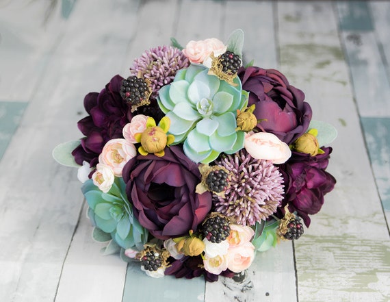 Succulent Bouquet Purple Bouquet Purple Succulent Bouquet Etsy