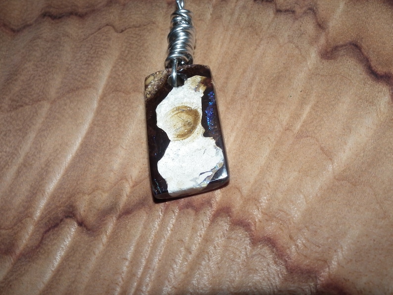 BLUE MATRIX opal in sandstone Australian Boulder Opal twinkling gemstone iron stone wood pattern pendant unisex wire wrapped gift present