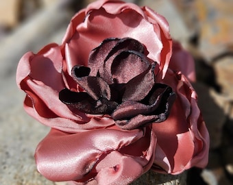 Handmade flower ready to stitch on.Sew on, adorn clothing,hat flower,brooch, accessories flower,hand sculptured satin,singed petals,textiles