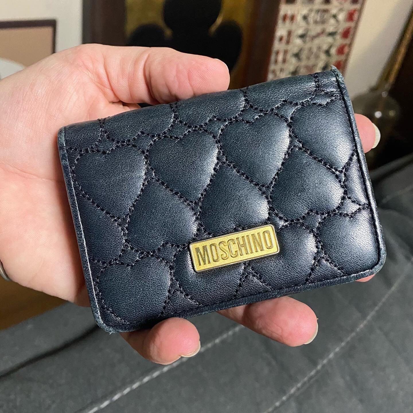 Vintage Moschino Leather Hearts ID Credit Card Wallet - Etsy