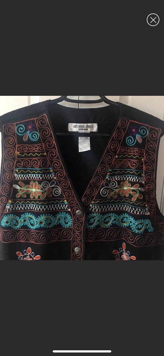 Vintage bohemian suzani embroidered vest - image 7