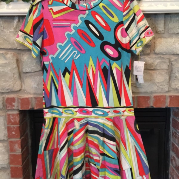 Vintage Howard Wolf Dallas psychedelic dress 70's funky colorful abstract print