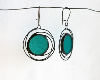 Boucles d'oreilles Galaxy, Turquoise White Deep Blue Jewelry, Summer fashion, Unique Handcrafted