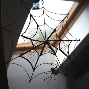 Spider Web Halloween decoration, Stained Glass Suncatchers Spooky Home Decor Horror Fall Season Ornament image 5