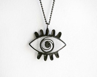 Clear Eye Necklace Pendant, Evil Eye, Amulet Necklace, Unique Gift, Halloween Statement Jewelry, Anatomic gift