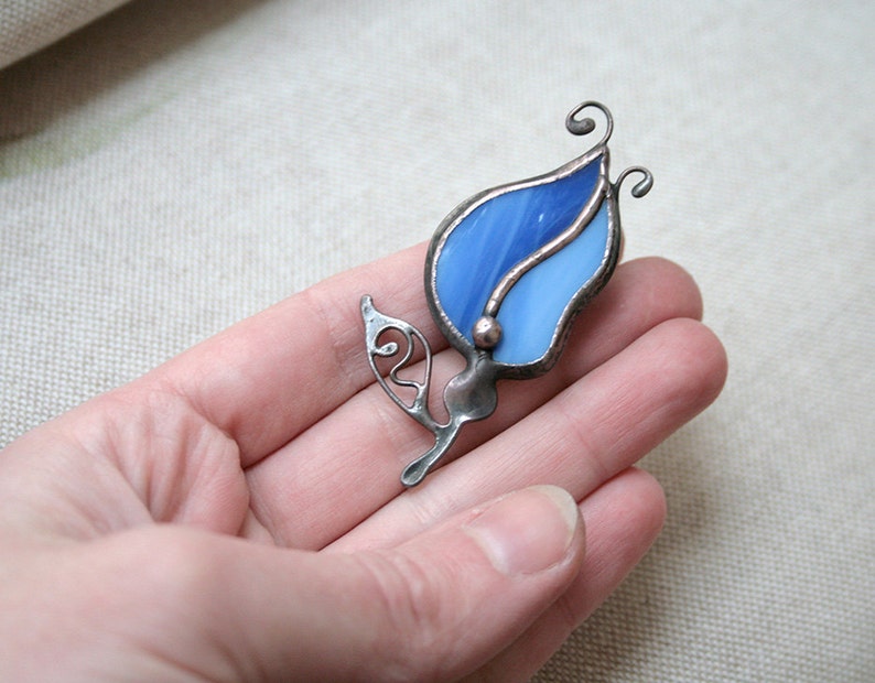 Flower Brooch Stained Glass Pin Bright Gift Idea Etsy