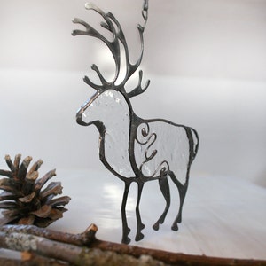 Deer Ornament, Clear Reindeer, Animal Christmas Decor, Winter Reindeer, Stain Glass Deer, Decore Ideas, Cozy image 3