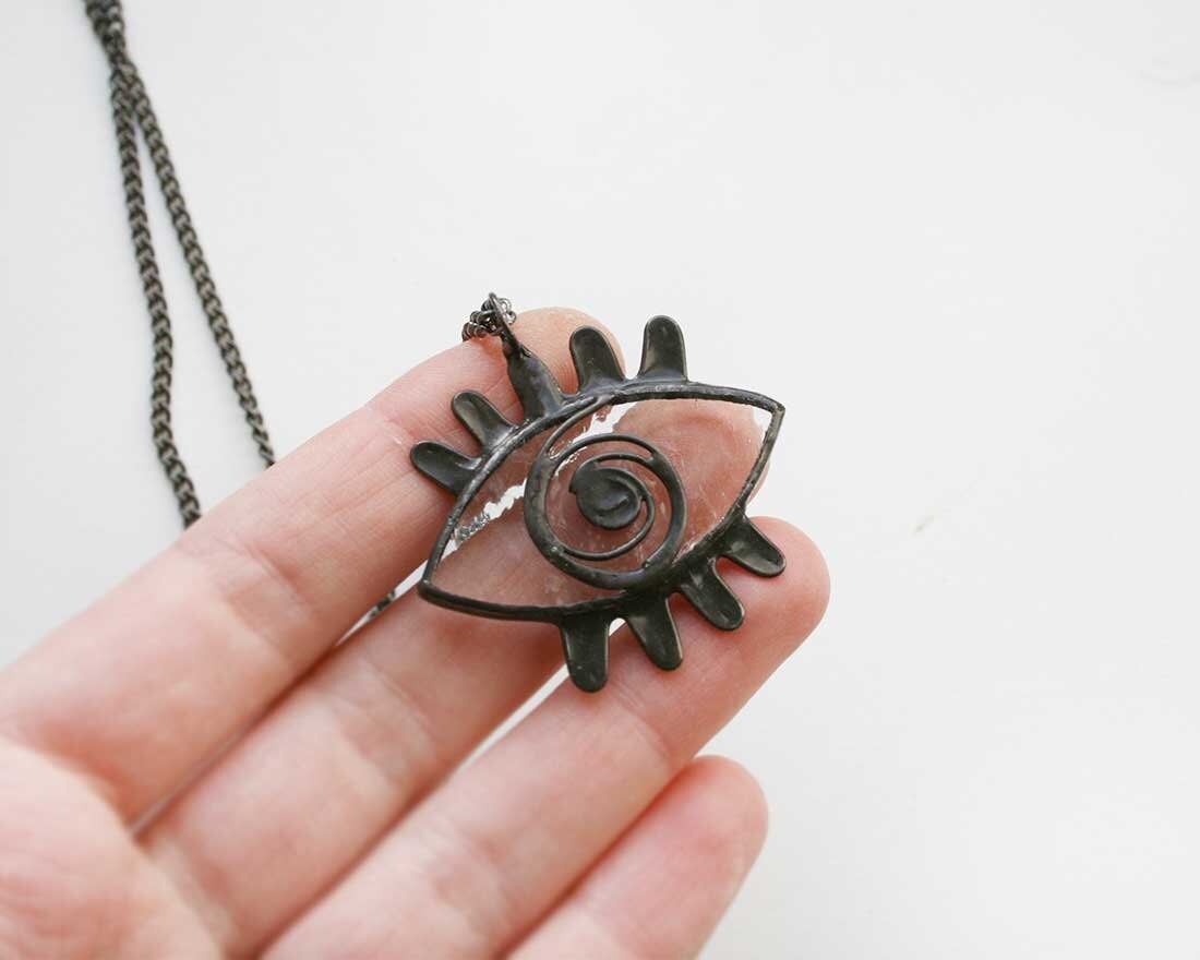 Clear Eye Necklace Pendant Evil Eye Amulet Necklace Unique Etsy