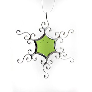 Colorful Stained Glass Snowflakes, Silver Snowflake Decoration, Winter Ornaments, Christmas Tree Ornaments, Winter Wedding Decor Green