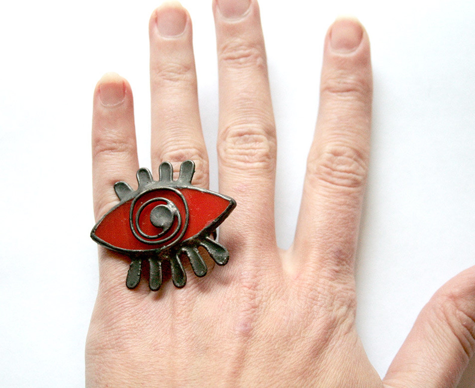 Evil Eye Ring Red Eye Statement ring Cocktail Ring | Etsy