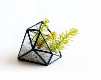 Glass Terrarium Diamond Form, Small Succulents Planter, Geometric Jewelry Box, Wedding Decor, Home Accessories Gift For Her