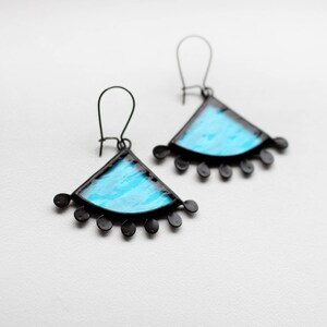 Sky Blue Winter Earrings Stained Glass, Everyday Bright Jewelry, Simple Beautiful, Christmas Holiday Fashion by ArtKvarta image 4