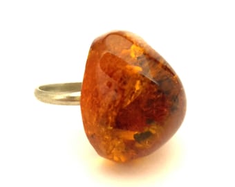 Breloques Magnifique Vintage Baltique Argent Antique Bague Bijoux Taille 10 Amber Couleurs