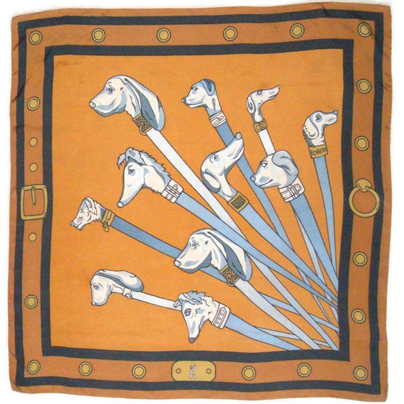 Equestrian Square silk scarf Vintage Italy design