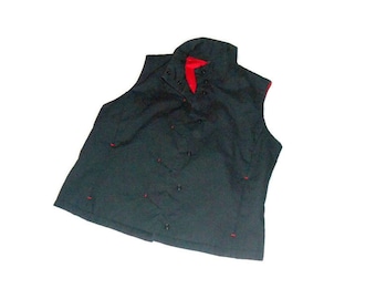 Women's vintage sporty jilet, black vest