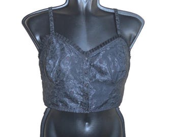 Ladies black bralette Lingerie vintage France  soft bra L size