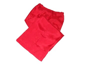 organic silk women clothing vintage French red silk culotte pants