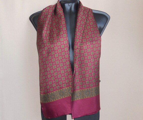 men's thin silk scarf vintage Italy red geometric