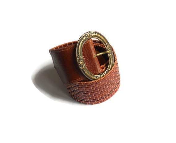 Soft Lether Large Belt per Women Brown Leather Belt Vintage 