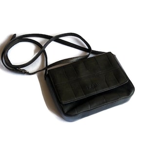 gray leather shoulder bag Vintage mini crossbody purse