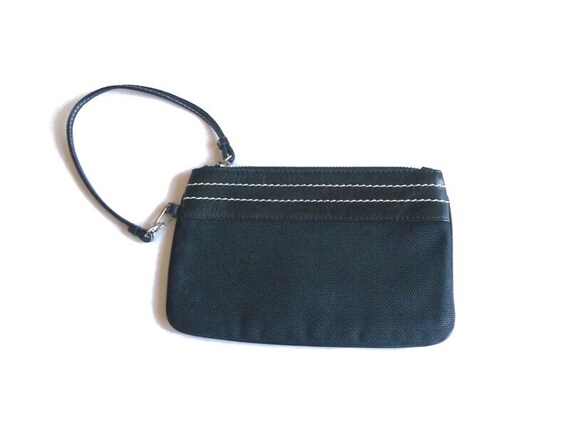 Borsa piccola vintage Italy con manico superiore in nylon nero e pelle View 2