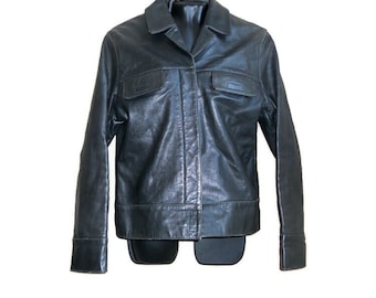 Black leather jacket S size , casual trench vintage Italy