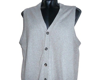 beige knit wool sweater vest for men wool jilet Vintage Italy