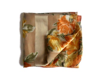 Foulard Carré En Soie Gabrielli - Motif Oiseaux, Vert Kaki, Occasion Très Bon état