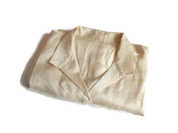 organic silk pajama jaket XL vintage ivory soft s