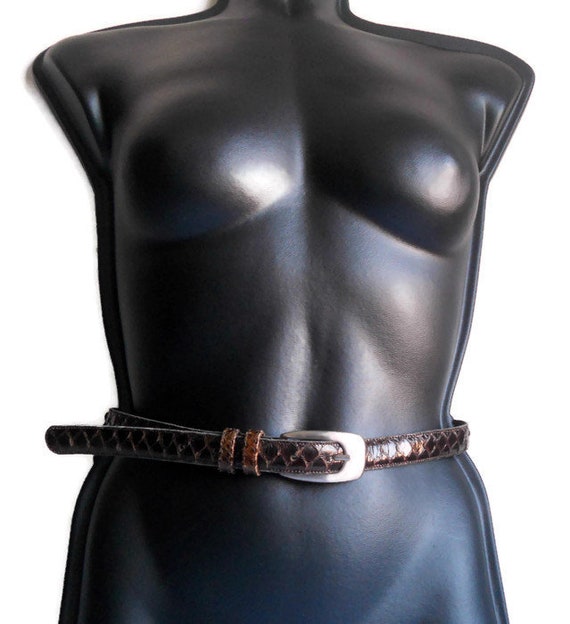cintura sottile vintage in pelle marrone Italia c… - image 2