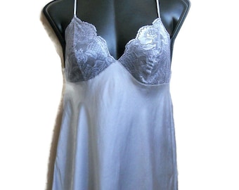 Silk lace camisole vintage Italy Ladies underwear gray  silk  slip