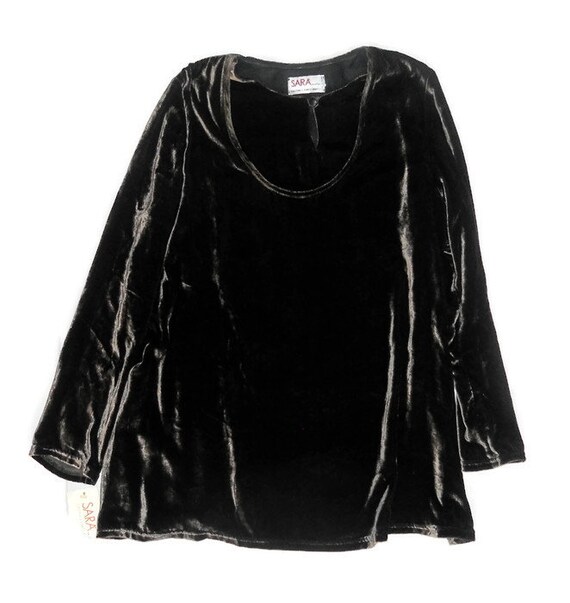women's tunic dark green velvet Vintage Italy sil