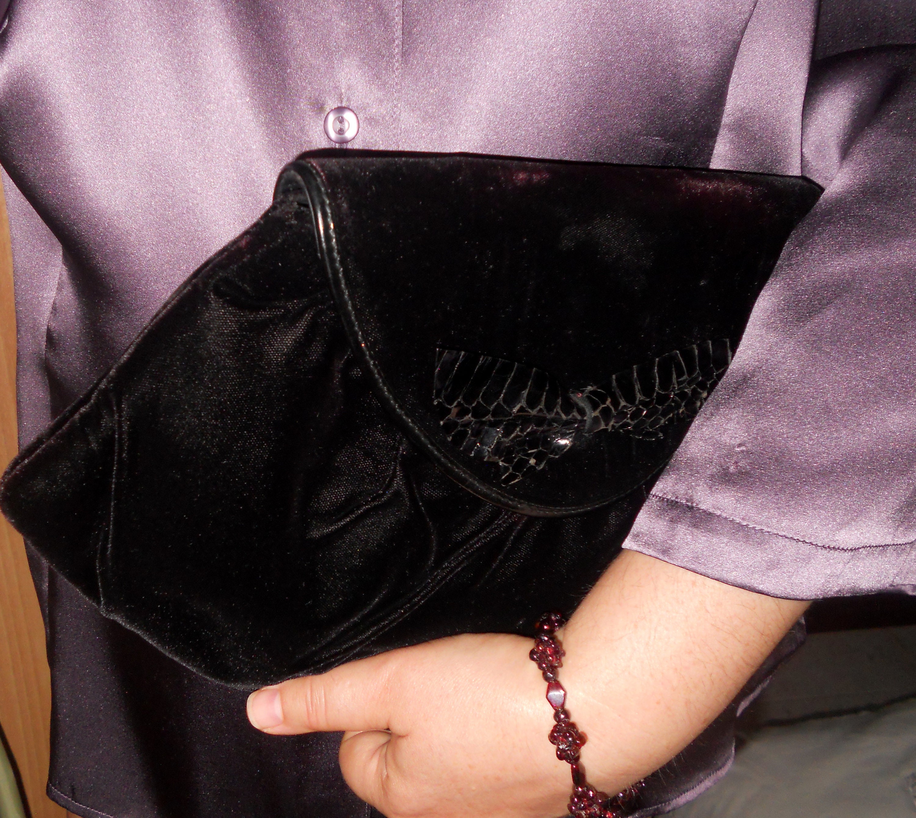 purple velvet purse