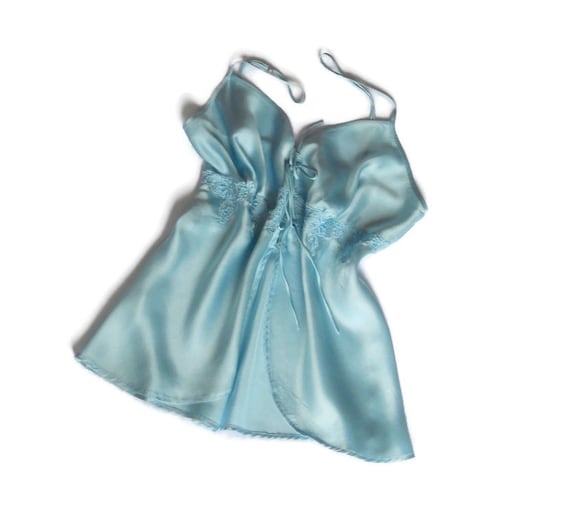 Turquoise silk pajama XS Women sleepwear slip top