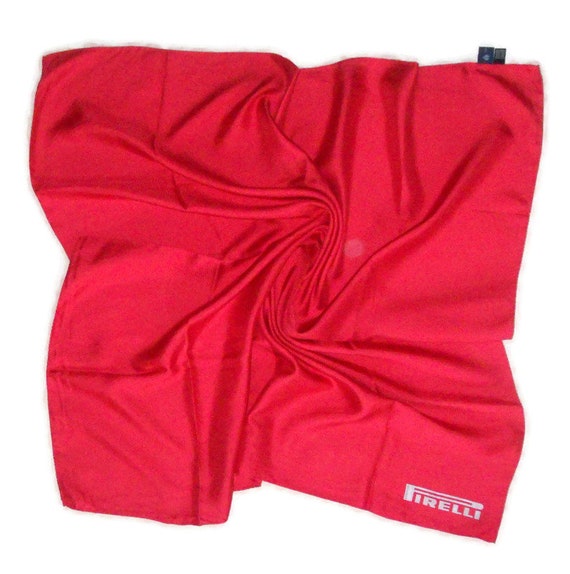 Square Red silk scarf Vintage for men ,women Larg