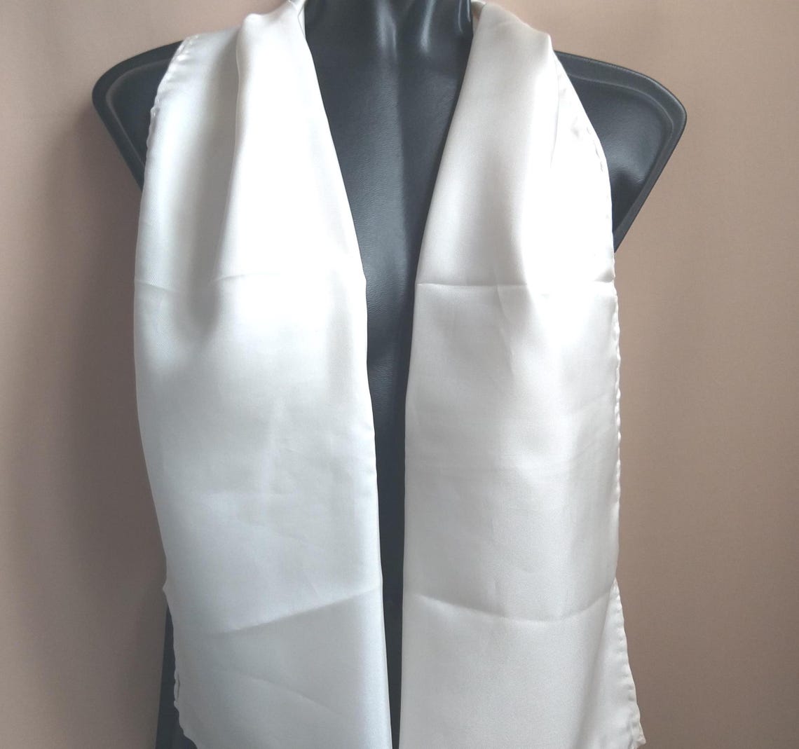white silk neck scarf men , Vintage Italy, foto 1 di 5