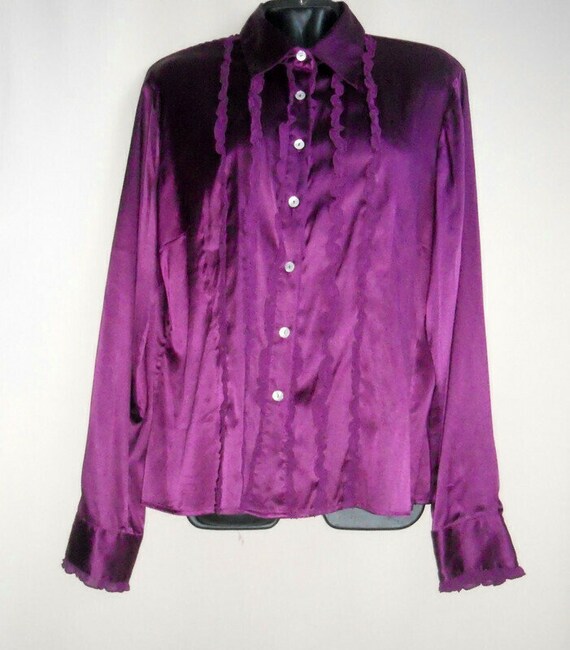 Camisa de seda satinada de seda púrpura - Etsy España