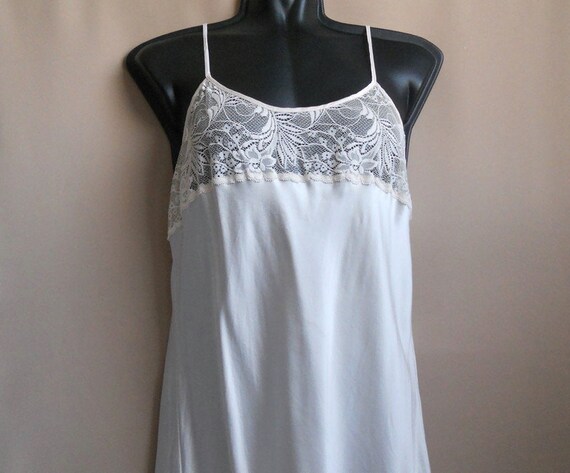 white cream silk lingerie vintage Top Slip dress M