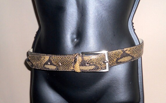 Vintage snakeskin and silver leather belt — made in Italy Vintage Italian Leather Belt, Snakeskin Style, Silver Buckle  main image 3