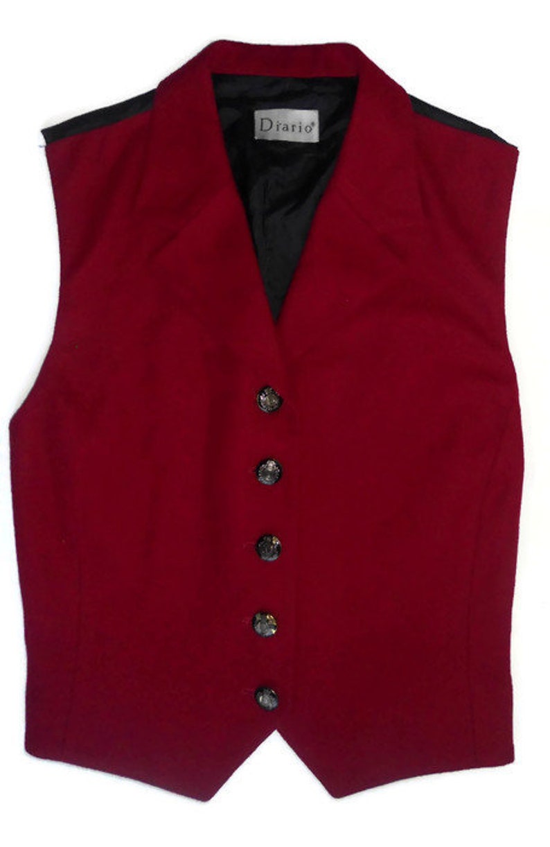 Red wool woman Vest Vintage classic jilè M size Italian wool | Etsy
