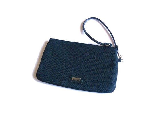 Borsa piccola vintage Italy con manico superiore in nylon nero e pelle